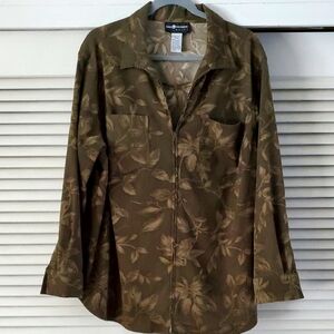 Sag Harbor Olive Leaf Print Jacket, Size 16W